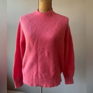 J. Crew Sz 8 Vibrant Pink Mock Turtleneck Wool Blend Women’s Sweater